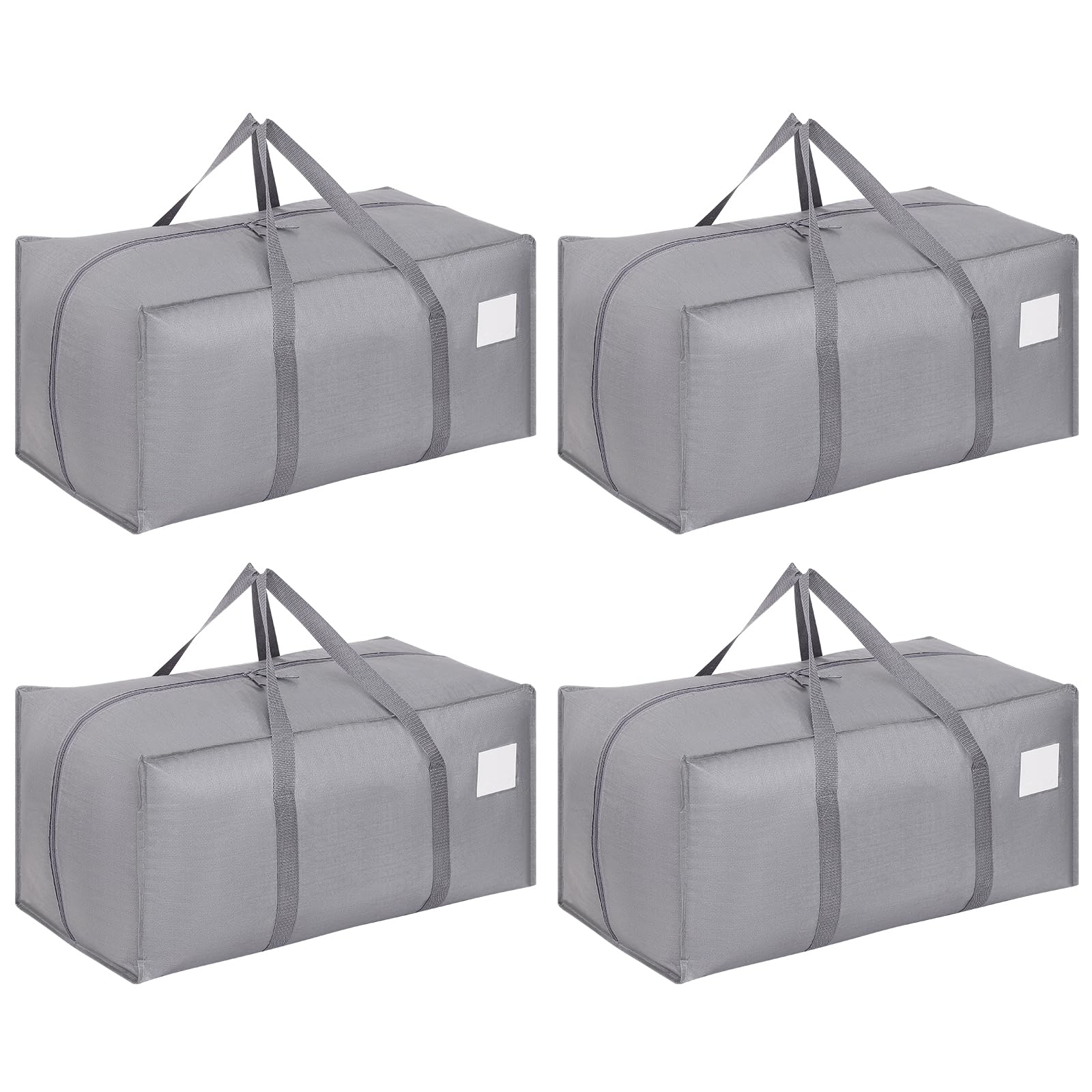 Dntorx 4 Pack 90L Moving Bags, Heavy Duty Moving Totes, Waterproof Storage Bag with Zips for Clothes Storage Moving Travelling Camping（Grey）