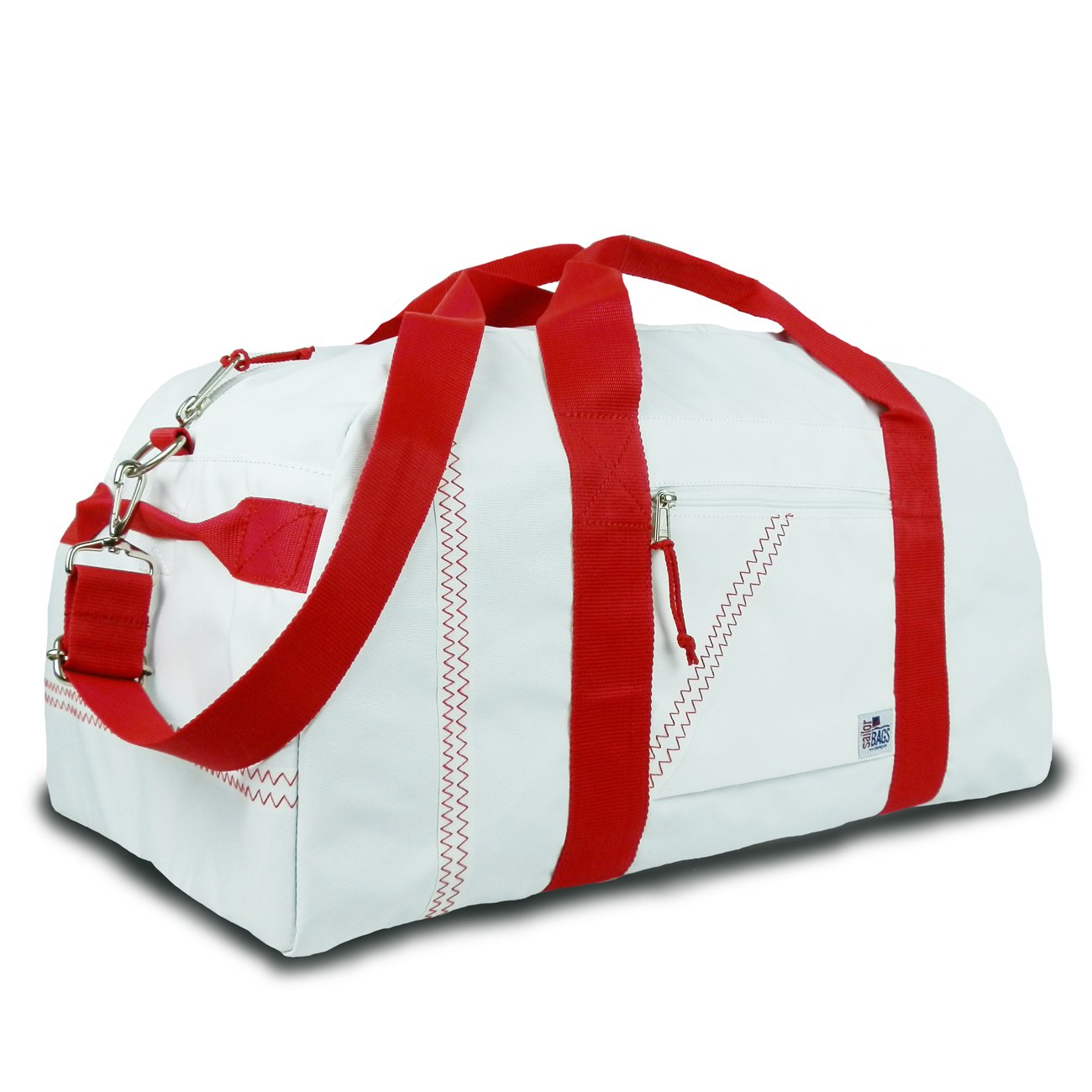 SailorBagsSquare Duffel (White/Red Straps, X-Large)