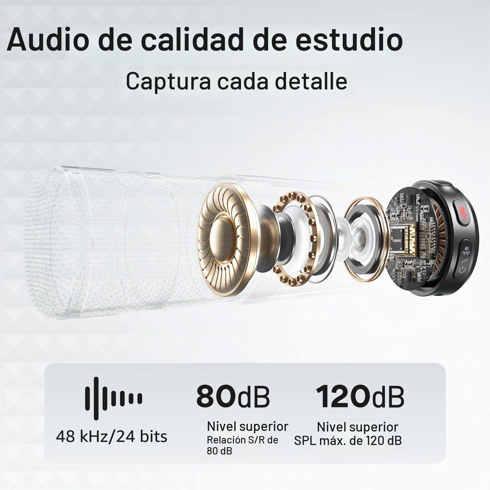 MAONO Wave T5 Microfono Inalambrico para Móvil (USB-C) - Microfono Lavalier 48kHz/24Bit, 30h de Batería, 300m de Alcance y Cancelación de Ruido. Ideal para Vlogs/Youtube/Streaming