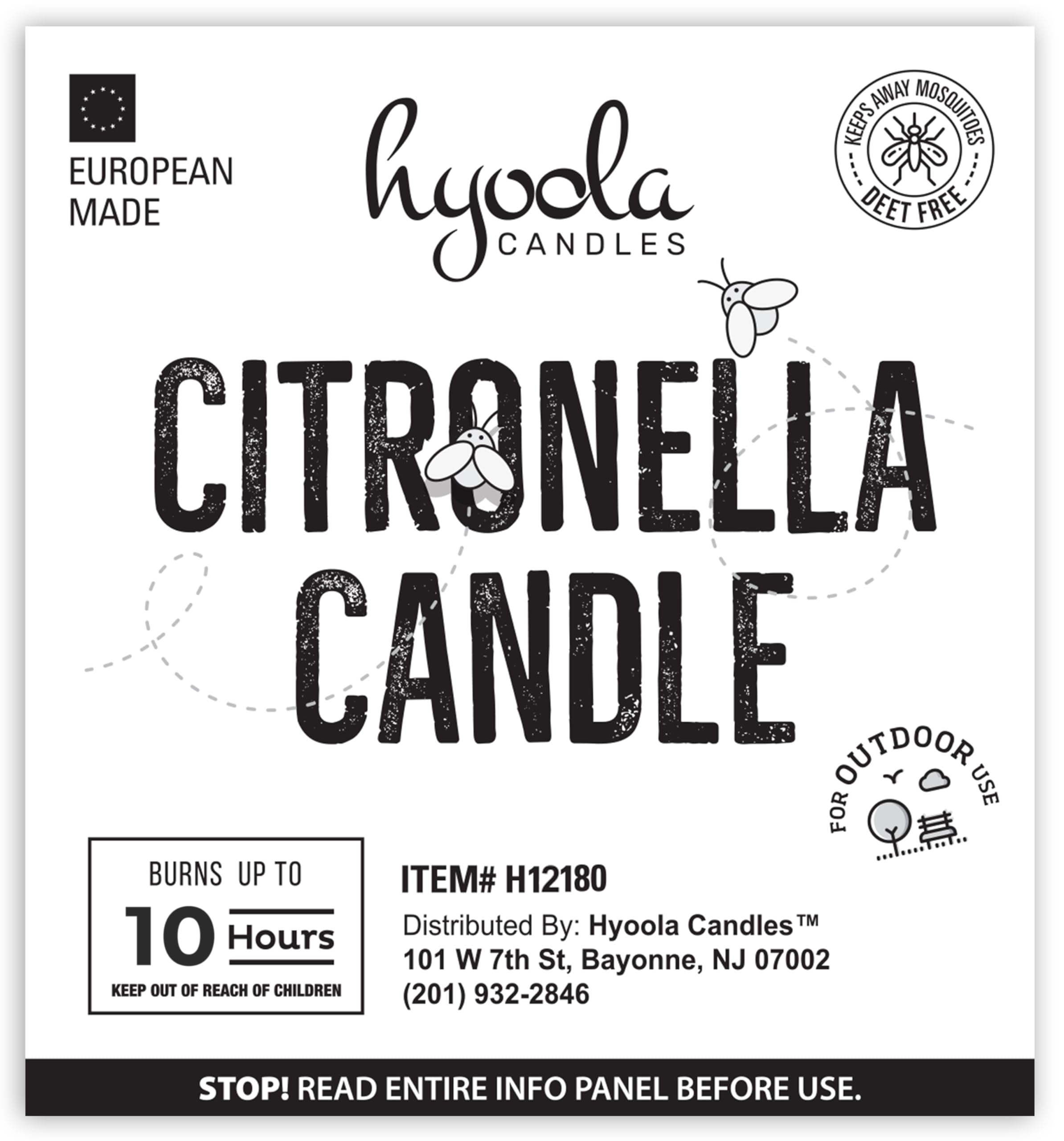 HYOOLA Lot de 50 bougies votives à la citronnelle – Durée de combustion de 10 heures – Idéal pour les insectes, fabriquées en Europe