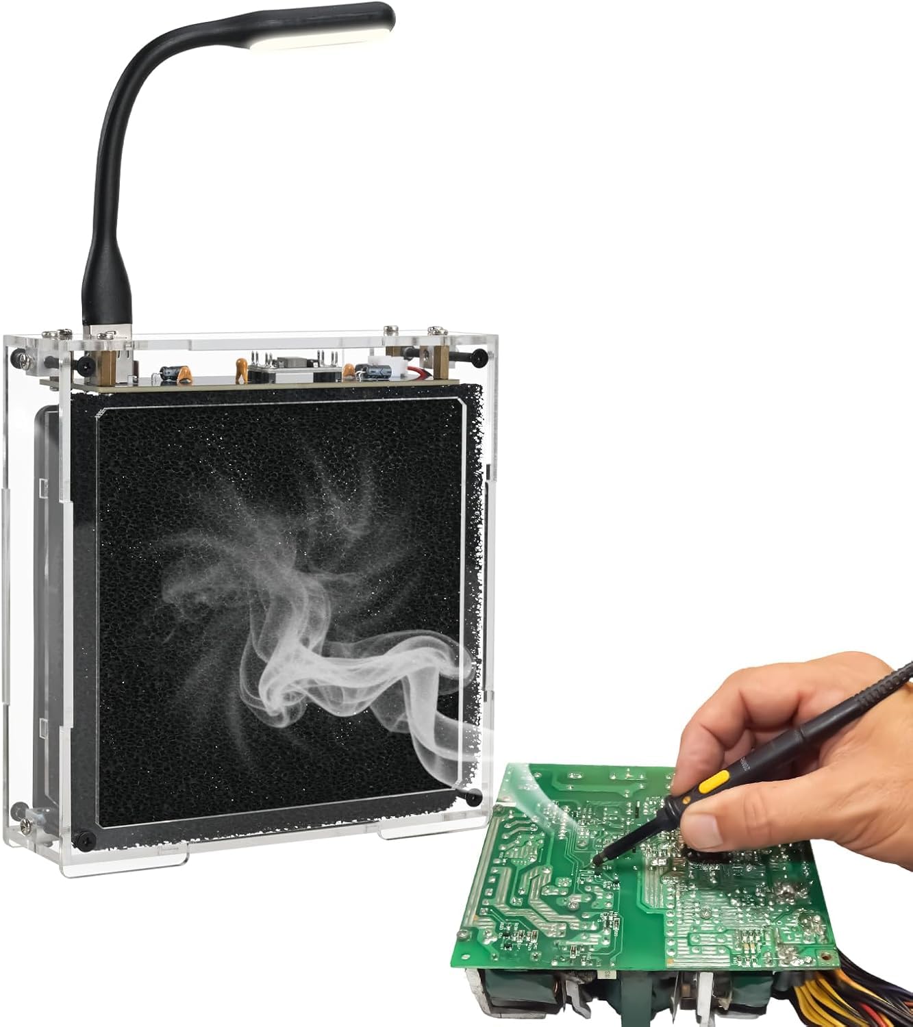 Kit de soudure pour aspirateur de brouillard à souder DIY - Kit d'absorbeur de fumée de soudure avec éclairage LED et filtres - Extracteur de fumée de soudure - Ventilateur fonctionnel pour station de