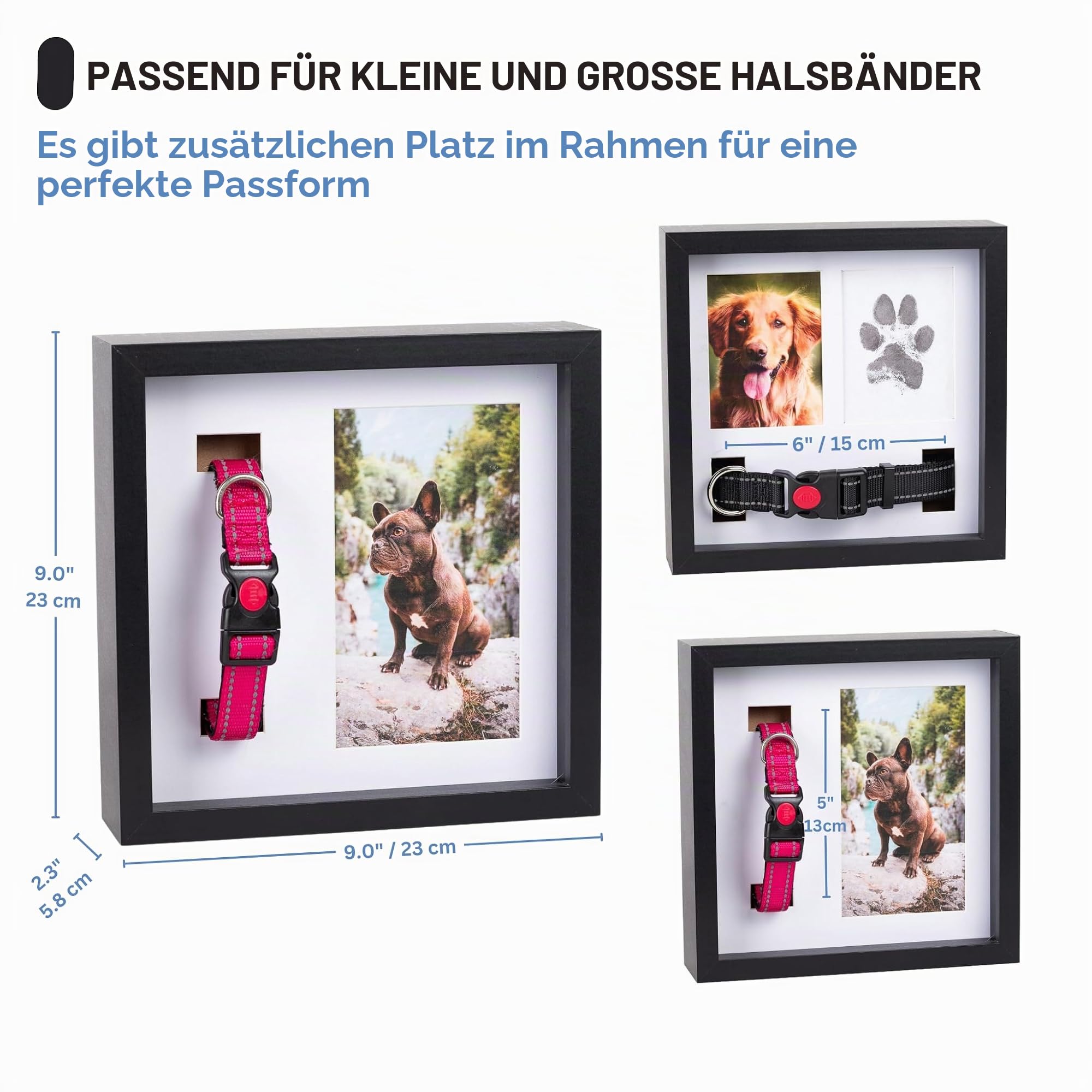 OtterPets Gedenkbilderrahmen für Hunde, 4 anpassbare Felder, 22,9 x 22,9 cm, Pfotenabdruck-Set für Hunde, Gedenkgeschenk bei Hundeverlust, Andenken-Set für Pfotenabdrücke