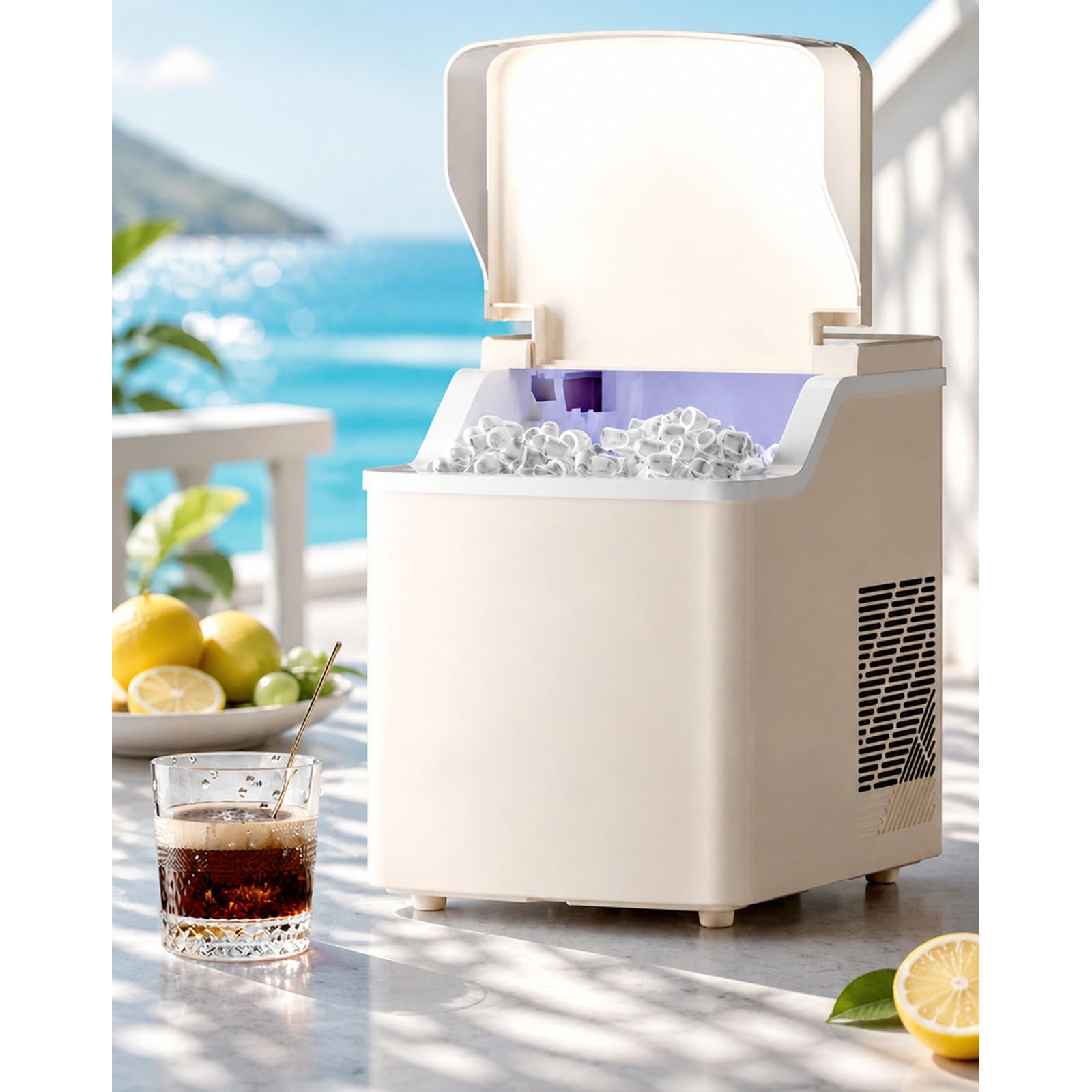 Ice Maker,Capaz de Producir 12kg de Hielo en 24h,9 Cubitos de Hielo Cada Vez,Panel de Botones Multifunción,Apta Para el Hogar,la Cocina,el Camping y el Bar