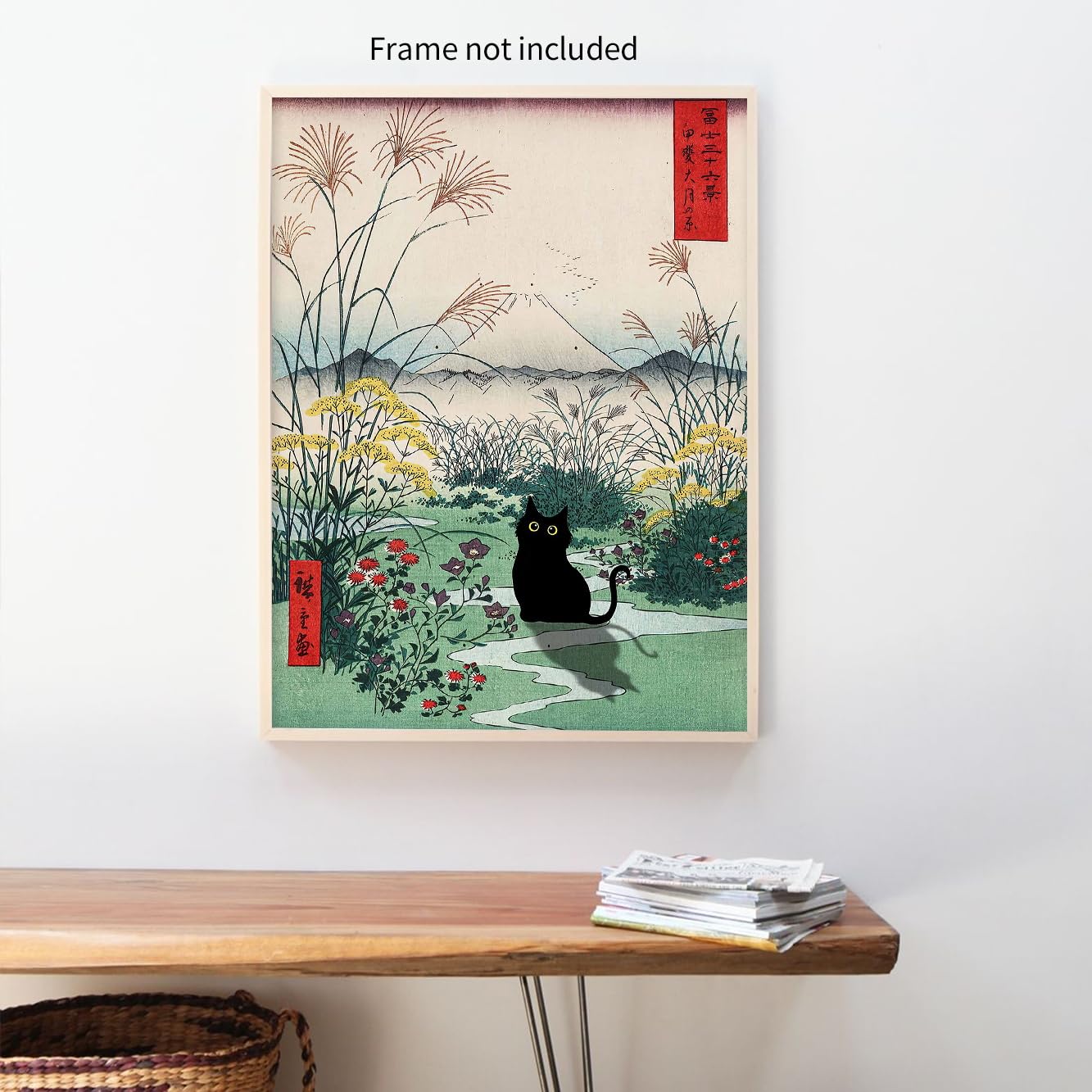 Snapklik.com : Enttgo Japanese Canvas Wall Art Funny Black Cat Poster ...