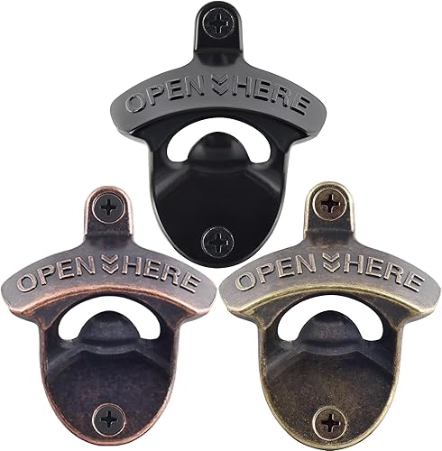 Abridor de botellas de cerveza negro montado en la pared, vintage, bronce antiguo, abrebotellas de cobre, abrebotellas montado en poste para regalos