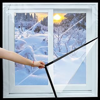 Window Insulation Kit,Indoor Patio Window Insulation Film Tarp,Window Plastic for Winterizing,Window Coverings To Keep Cold Out Storm-Warm In Winter and Cool In Summer Reusable Customizable(Color:B,Si