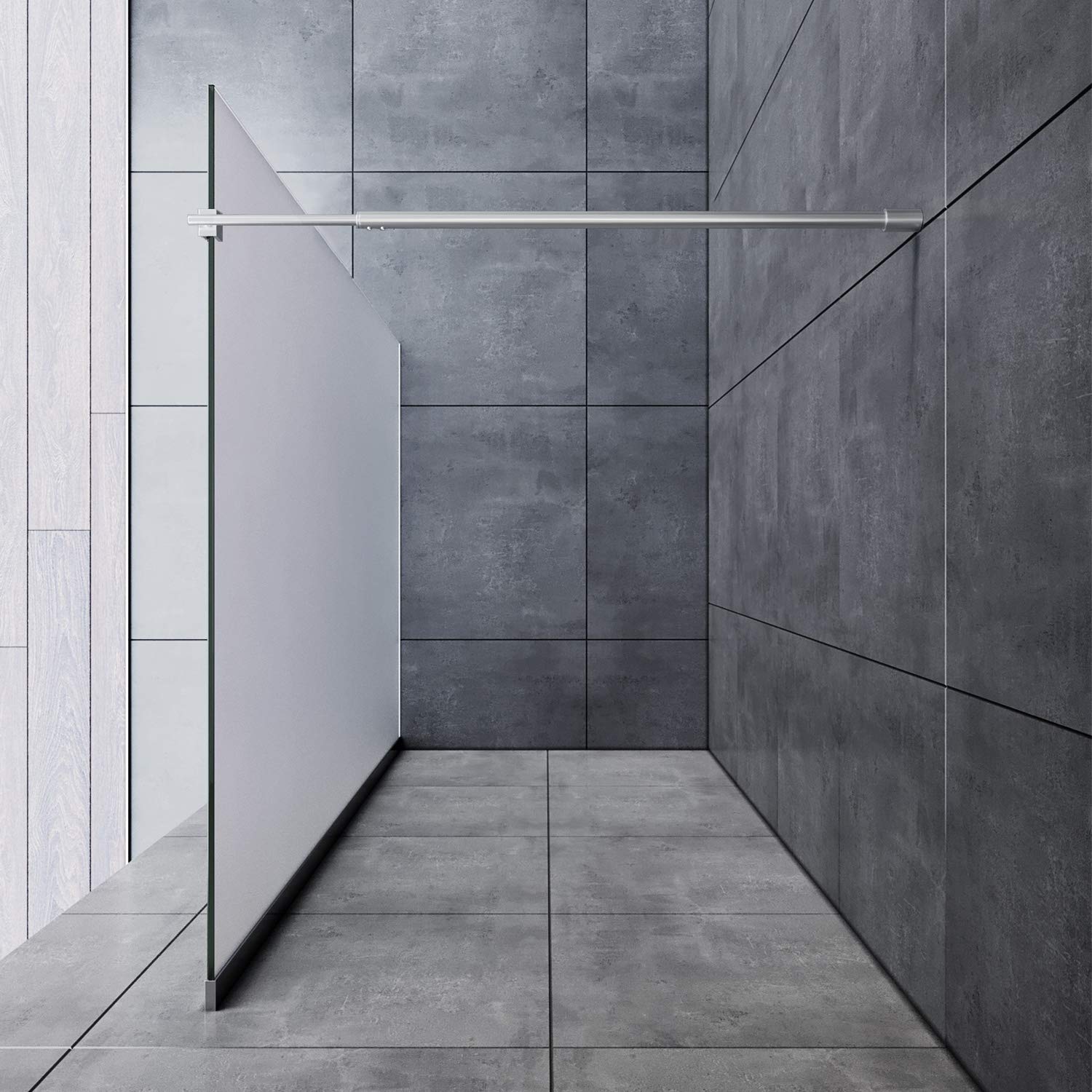 ELEGANT Prysznic Walk-In 120 x 200 cm ze stabilizatorem z 8 mm całkowicie satynowanego szkła z nanopowłoką