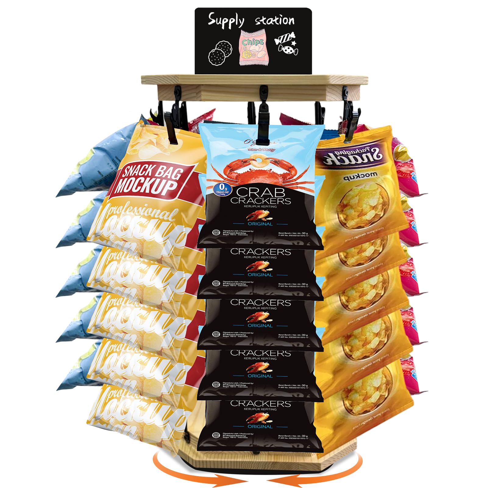 Organizador de caramelos para fiestas con base de madera y tablero superior