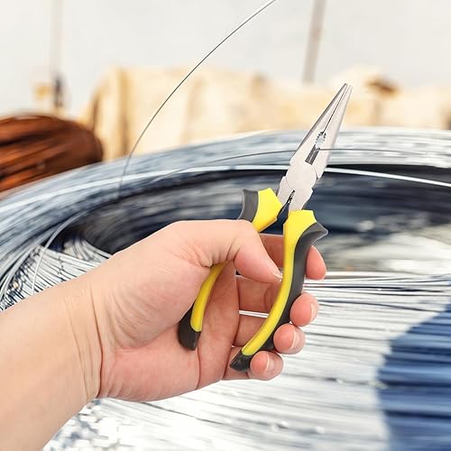 Miniatura 5 de 8 paquetes de alicates de punta de aguja de 6 pulgadas con cortador de alambre, alicates de punta de aguja pequeños a granel para electricistas,