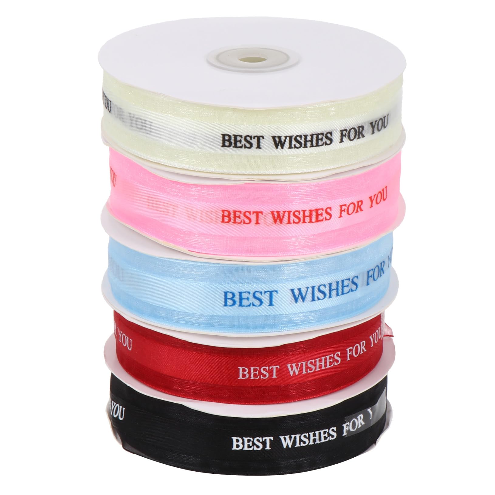 Satinband 5 Rollen Langes Dekoband für Festliche Hochzeitsdekorationen | Breite 2, 5cm, 50 Yards Je Rolle, Geeignet für Einladungskarten und Handwerksarbeiten