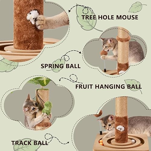 Miniatura 5 de MECOOL Poste rascador para gatos resistente y de alta calidad con bola colgante y pista de bolas, lindo árbol para gatos de 30 pulgadas para gatitos
