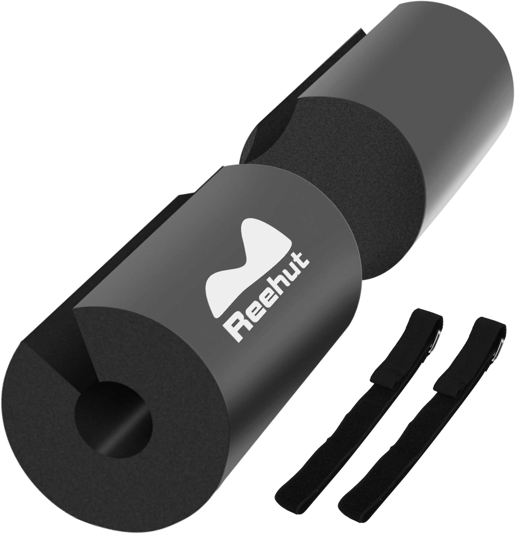 REEHUT Squat Pad Barbell Pad for Squats, Lunges and Hip Thrusts - Foam Sponge Pad Provides Relief to Neck and Shoulders While Training - Fit Standard and Olympic Bars Perfectly Black (Black)