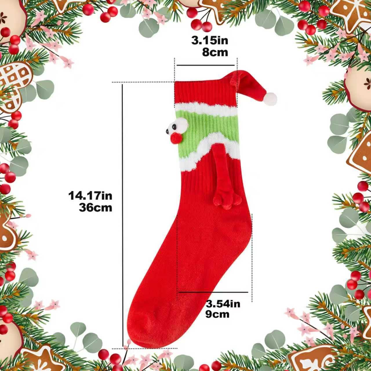 2 Pairs Novelty 3D Hand Holding Socks Christmas Stockings, Funny Holiday Couple Silly Gift - Image 7