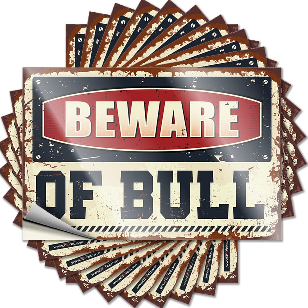 Fzfn Colour Beware Of Bull Dorm Decorations Inside Diy | Punk Decal Bumper Removable Vinyl Sticker Decal(8X12cm)