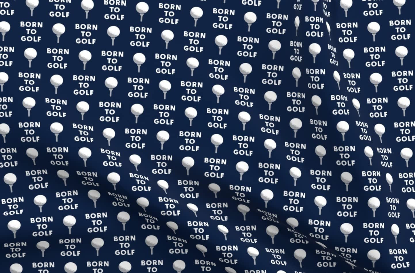 Spoonflower Fabric - Golf Tee Navy Blue White Golfing Ball Links Nursery Sports Printed on Organic Cotton Sateen Fabric by The Yard - Sewing Quilting Apparel Home Decor