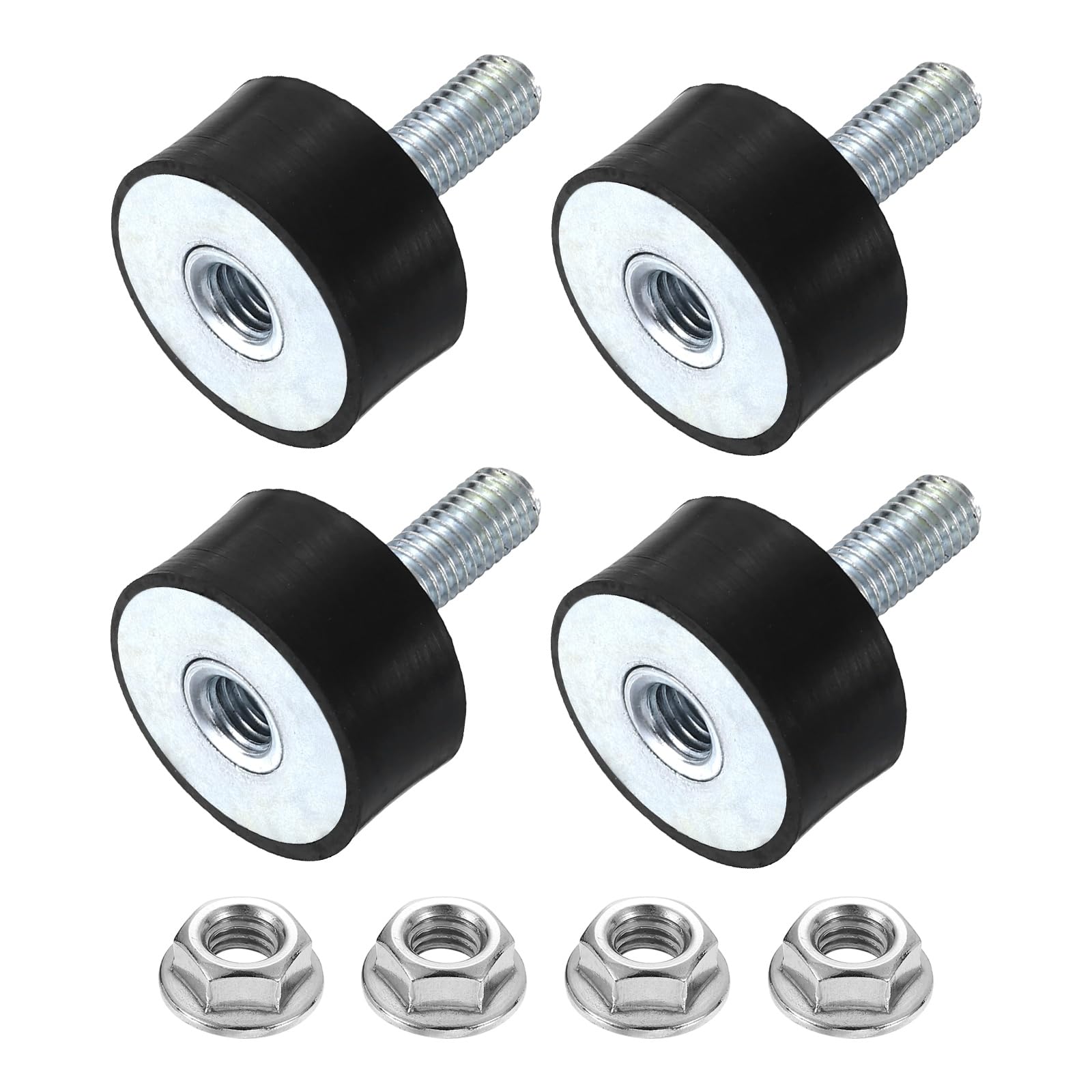 uxcell M8 Rubber Mounts, 4Pcs 30x30mm(DxH) Rubber Cylindrical Anti Vibration Isolator Shock Absorber with Lock Nut for Car Bobbin Generator Air Compressors — Amazon image 11