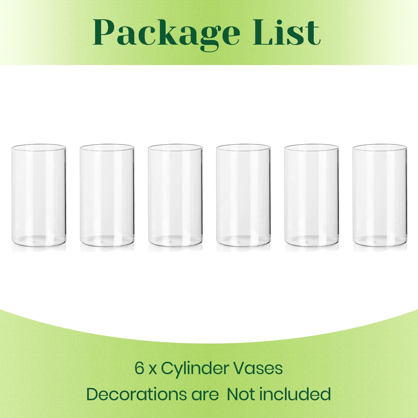 Hewory Glasvase Zylinder 15cm Vasen Set 6er Kerzengläser für Tischdeko | Ø 8cm Zylindervasen, Windlicht Glas Glaszylinder für Kerzen, Klar Vase Glas für Hochzeitsdeko, Party, Geburtstag, Gift