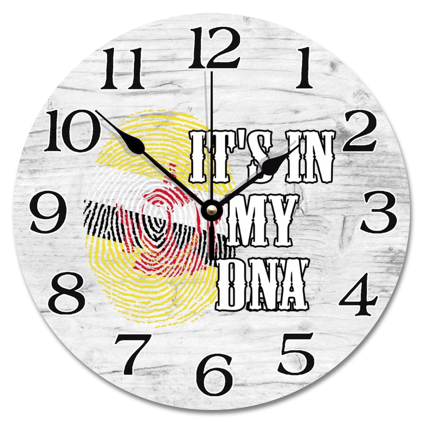 Horloge murale Brunei It's in My DNA 25cm ronde à piles pour salon rustique