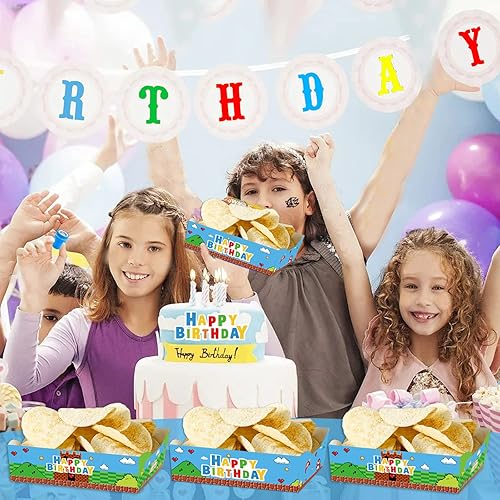 Miniatura 5 de 24 bandejas de papel para comida Super Bros, suministros de fiesta de cumpleaños, cuenco de papel desechable para videojuegos, decoración de