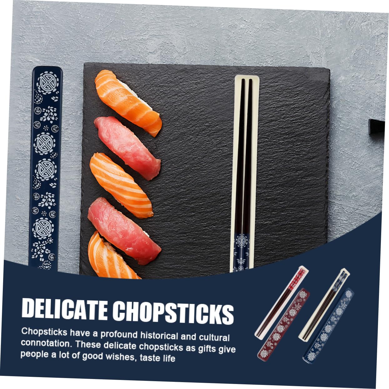 Baguettes Japonaises avec Étui de Rangement, Lot de 2 Sets, Bois Abs
