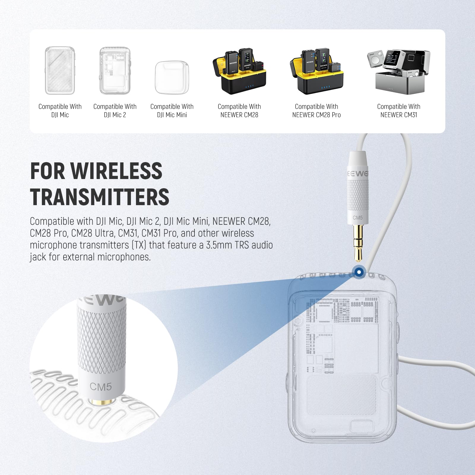 NEEWER 2 Pack Lavalier Lapel Microphone Compatible with Rode Wireless GO II 2 DJI Wireless Mic Transmitter - Image 3