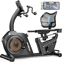 pooboo W216 Recumbent Exercise Bike with Arm Exerciser, 400lbs Capacity, Quiet Magnetic Drive, APP Control & Ergonomic Backrest