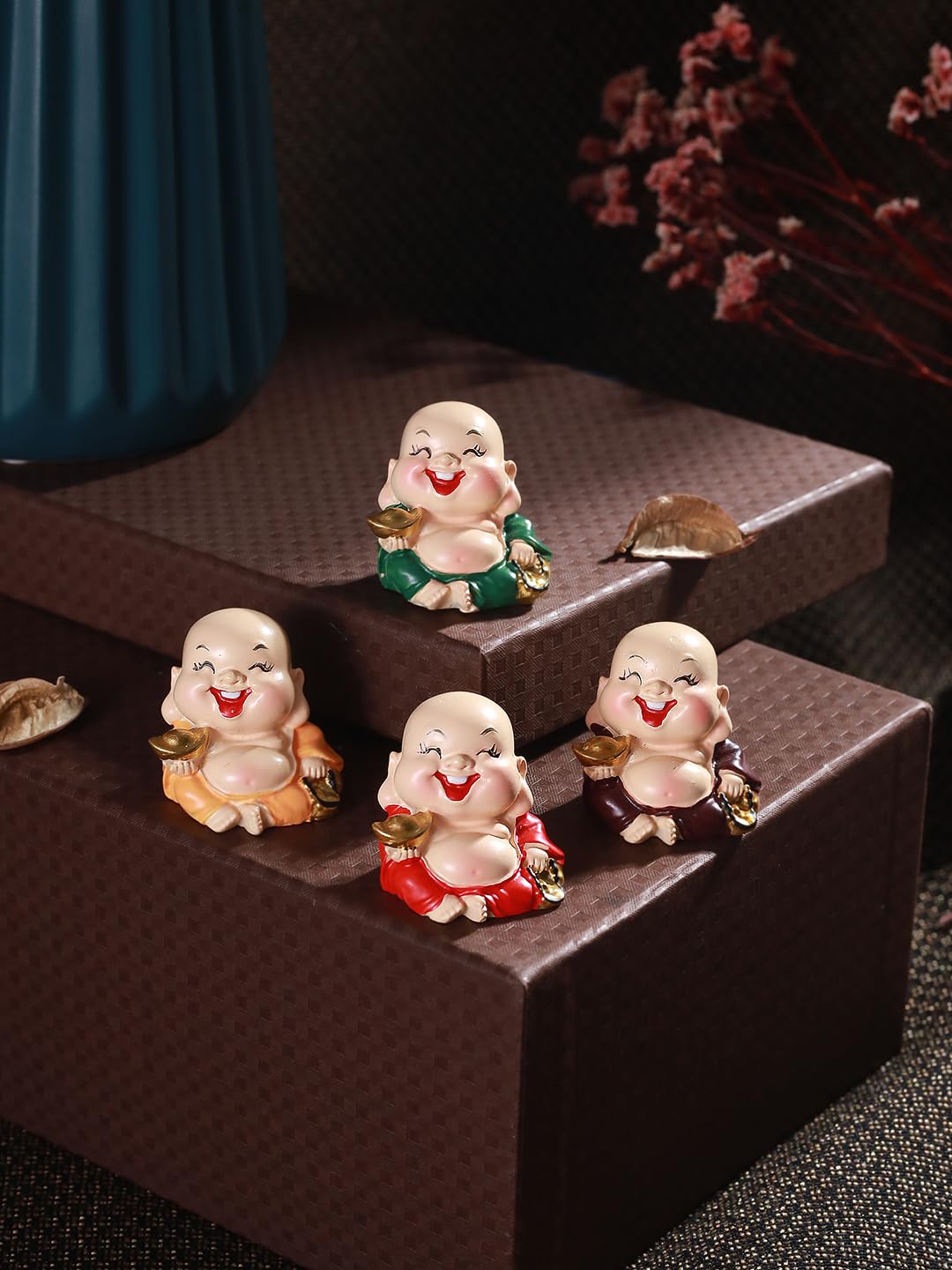 TIED RIBBONS 4 Pcs Buddha Monk Miniature Showpiece Statue Garden Decoration Items for Outdoor Balcony Plants Decorative Gifts (4 cm x 1.5 cm, Resin)-image-37