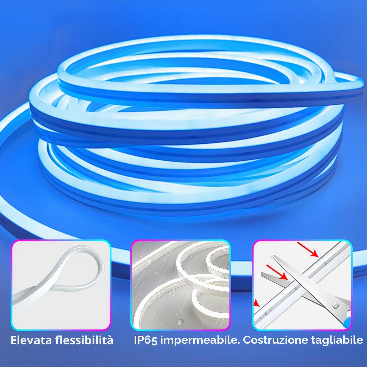 segrass Striscia LED neon 30 m con telecomando APP controllo IP65 impermeabile flessibile Neon RGB LED striscia 24 V LED neon striscia applicabile per camera da letto e decorazione esterna (2 rotoli