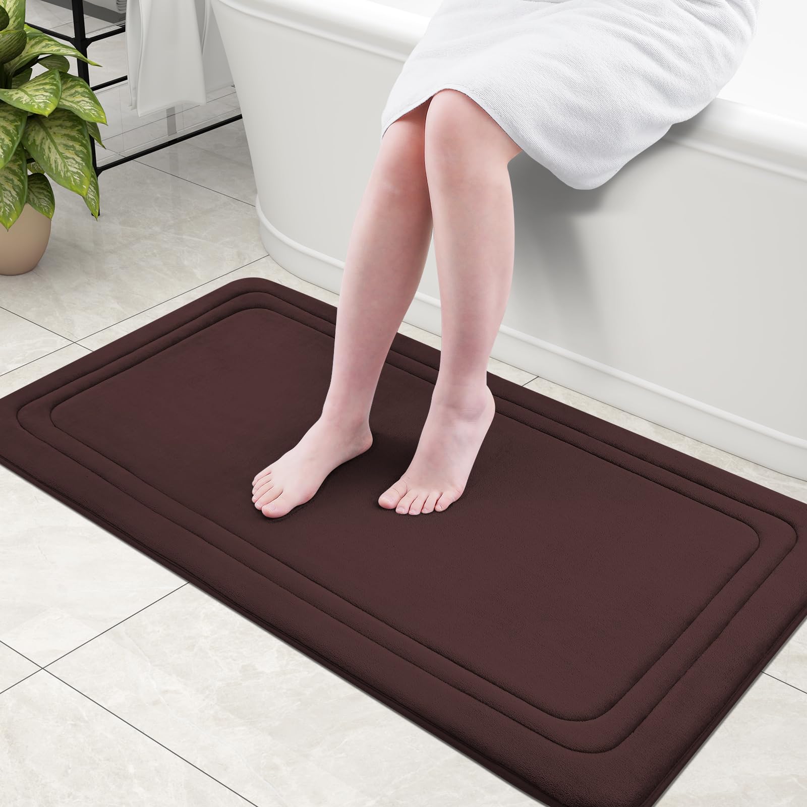 Grandaily Memory Foam Bath Mat Rug 44x24, Ultra Soft, Non-Slip and Absorbent Bathroom Rugs, Machine Wash Dry, Comfortable Bath Carpet for Bathroom