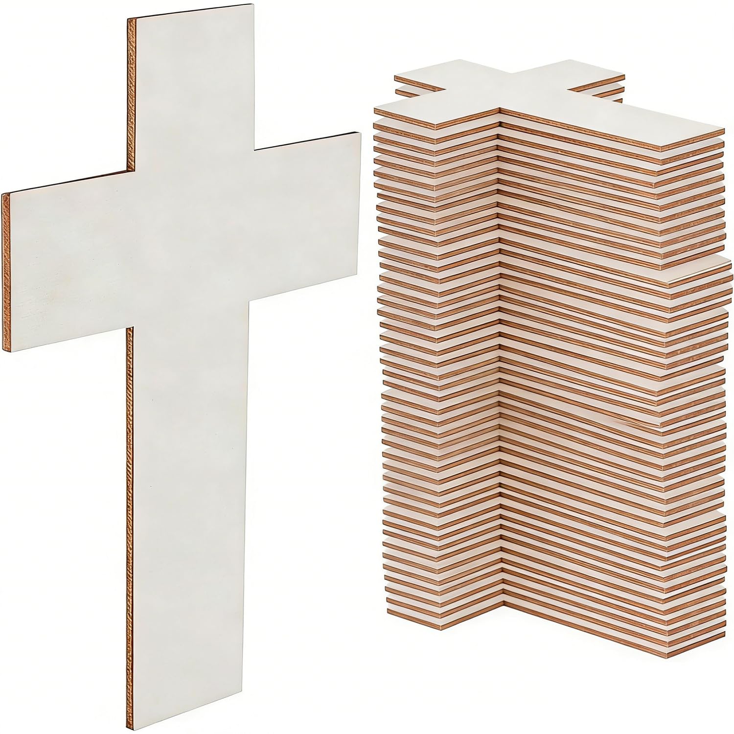 Tissiting 72 Pcs Wooden Cross Cutouts Unfinished DIY Craft Blank Wood Slice — image 1