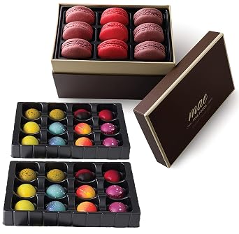 Exotic Gourmet Chocolate Bonbons and French Macarons Gift Set Large