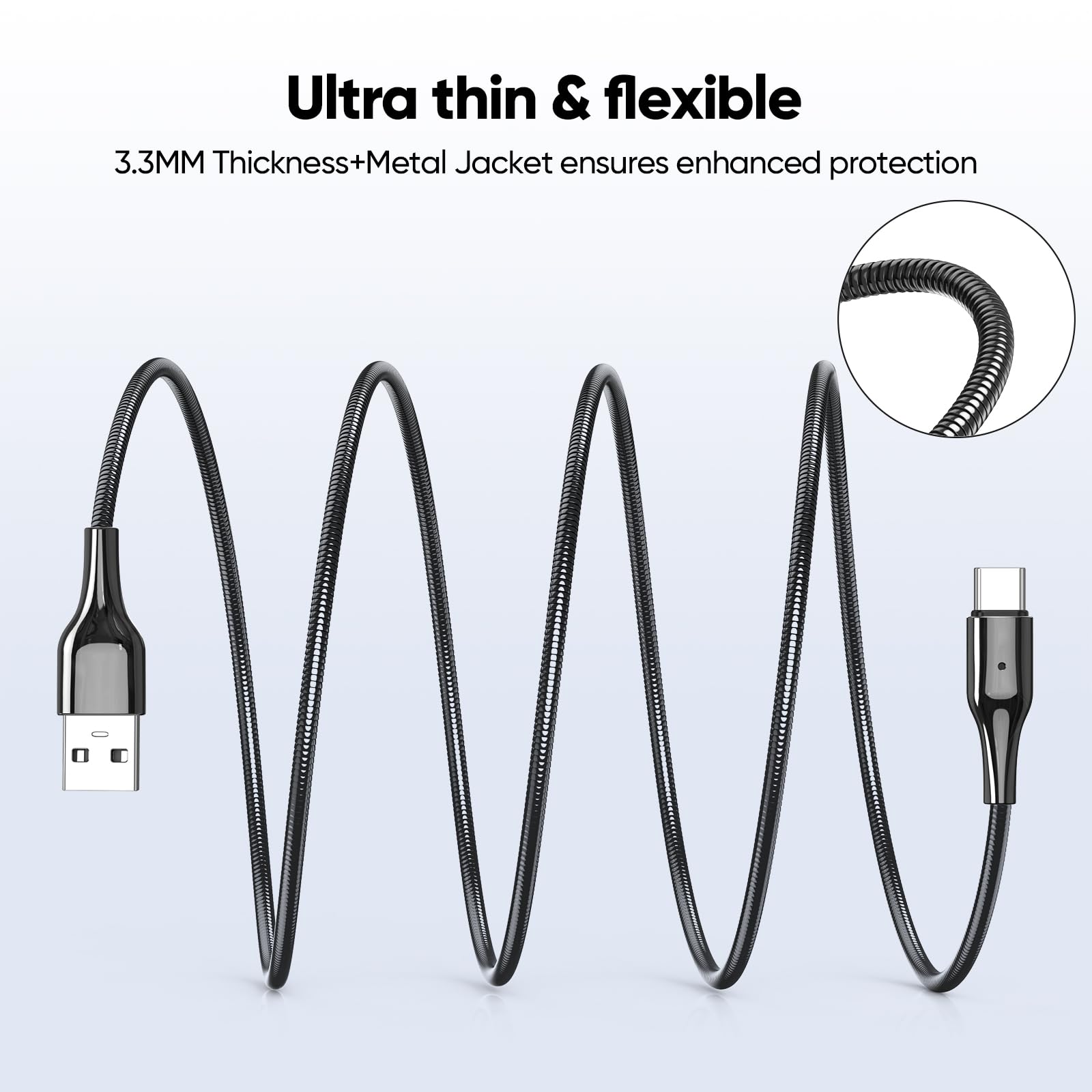 Cavo di ricarica da USB C a USB A a prova di animali domestici, 3 m