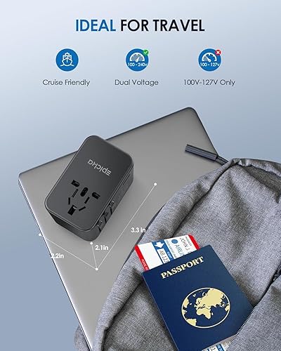 Miniatura 6 de EPICKA GaN - Adaptador de viaje universal, adaptador de enchufe internacional de 75 W con 3 USB-C PD carga rápida y 2 adaptadores de carga rápida