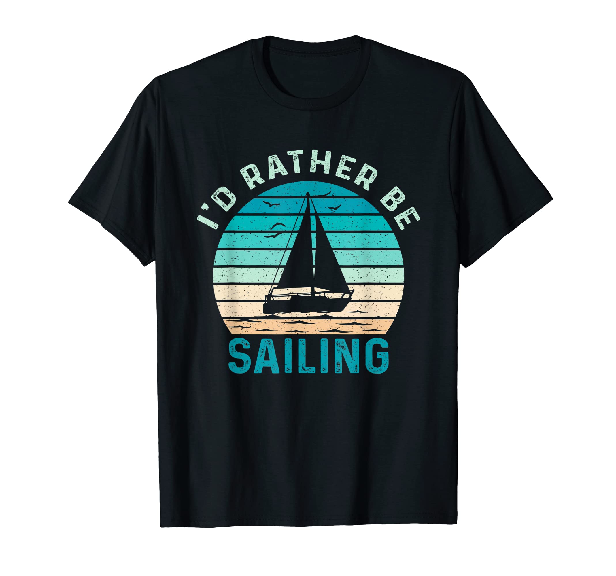 I'd Rather Be SailingT-Shirt - I'd Rather Be Sailing - Women's Sailing T-Shirt - Black - S - Crew Neck - Short Sleeve - Classic Fit - Adult - Unisex - Solid - 1 CountOEKO-TEX STANDARD 100