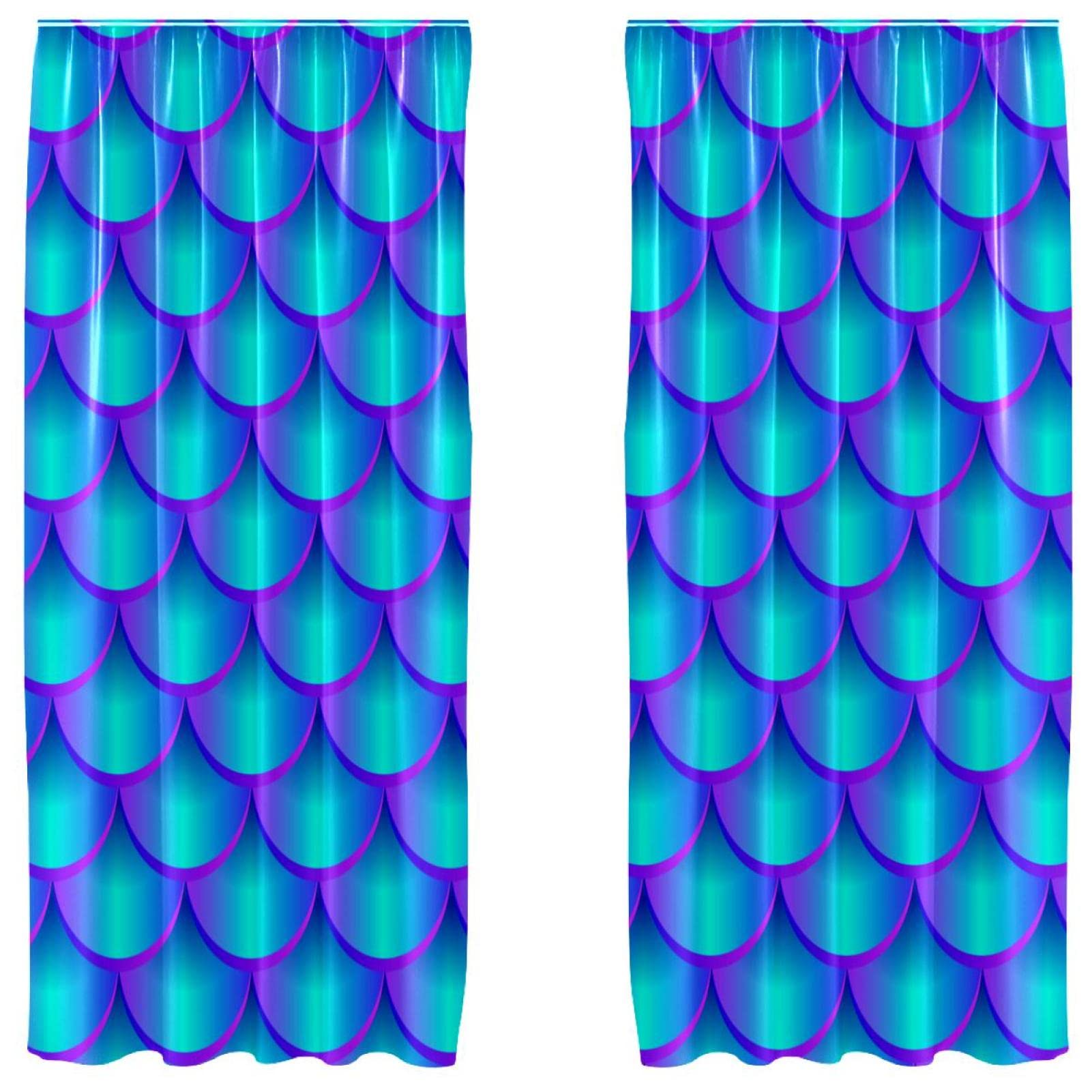 Cortinas opacas de sirena infantiles de microfibra para habitación 55x84