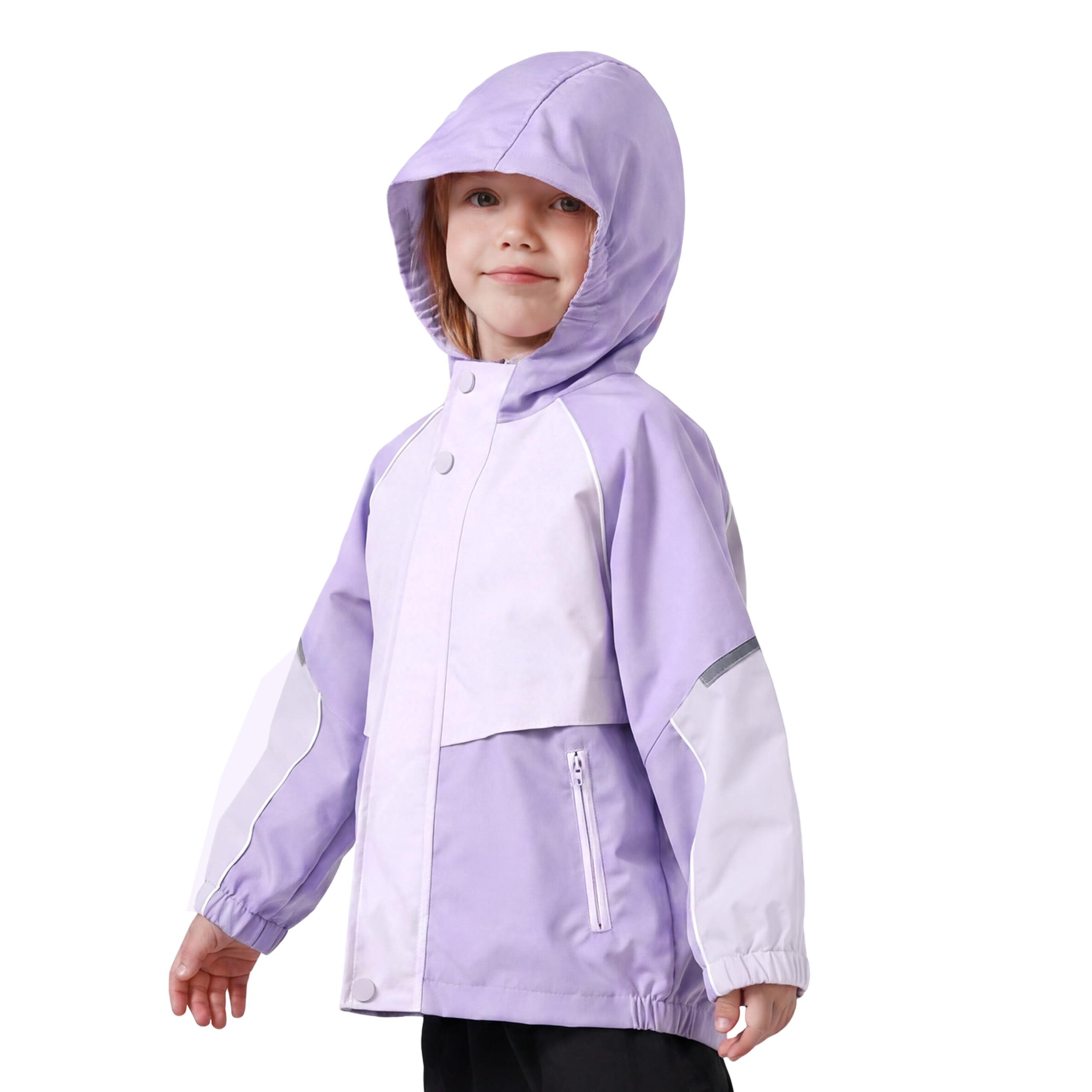 Miipat Chaqueta Impermeable para Niñas, Chaquetas Anti Viento Ligera con Capucha con Bolsillos con Cremallera Chaqueta de Lluvia para Niños y Niñas