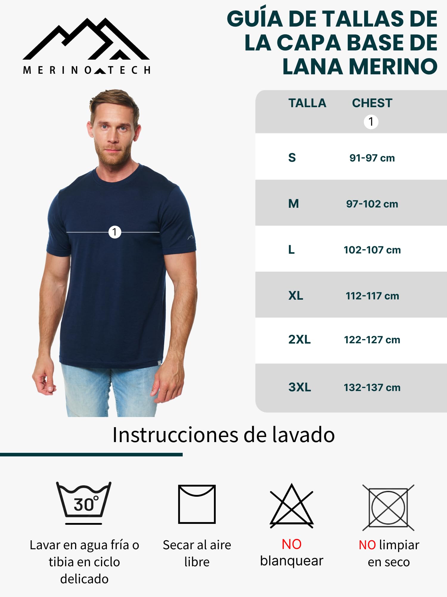 Camiseta Lana Merino Hombre 100% con Calcetines Merino.tech