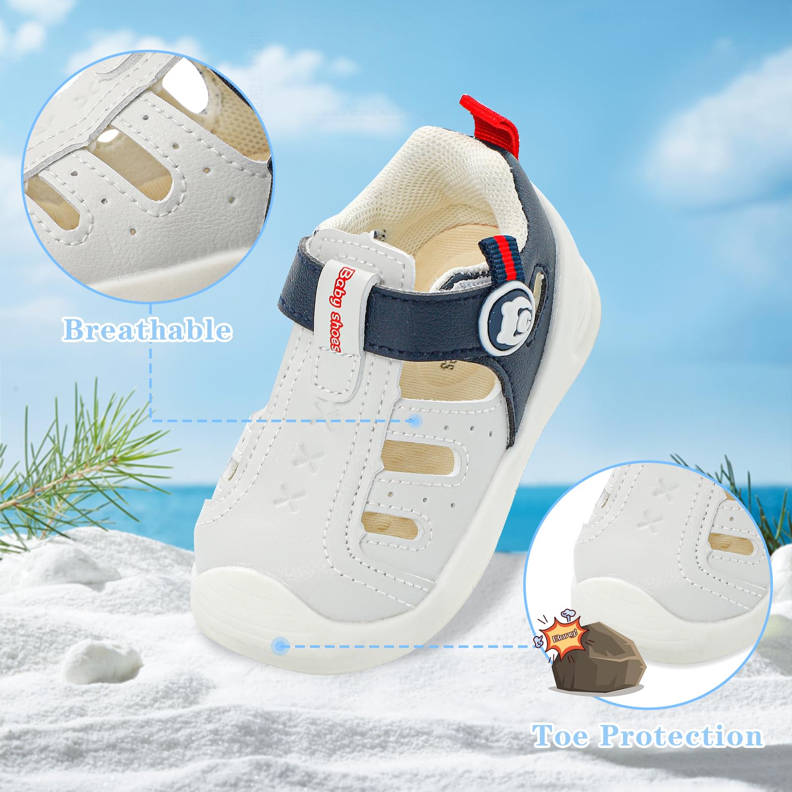 MK MATT KEELY Baby Boys Girls Sandals Toddlers Summer First Walking Shoes Kids Closed Toe Pre Walkers with Anti-Slip Rubber Sole — view 4