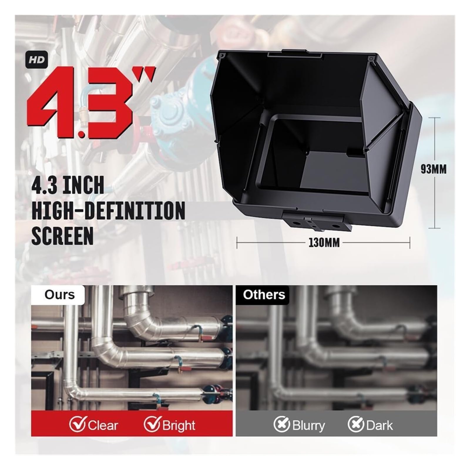 Telecamera per ispezione scarichi 22/17MM Telecamera per ispezione Tubi con endoscopio fognario da 4,3 Pollici con Batteria da 5600 mAh Periscopio HD 1000TVL