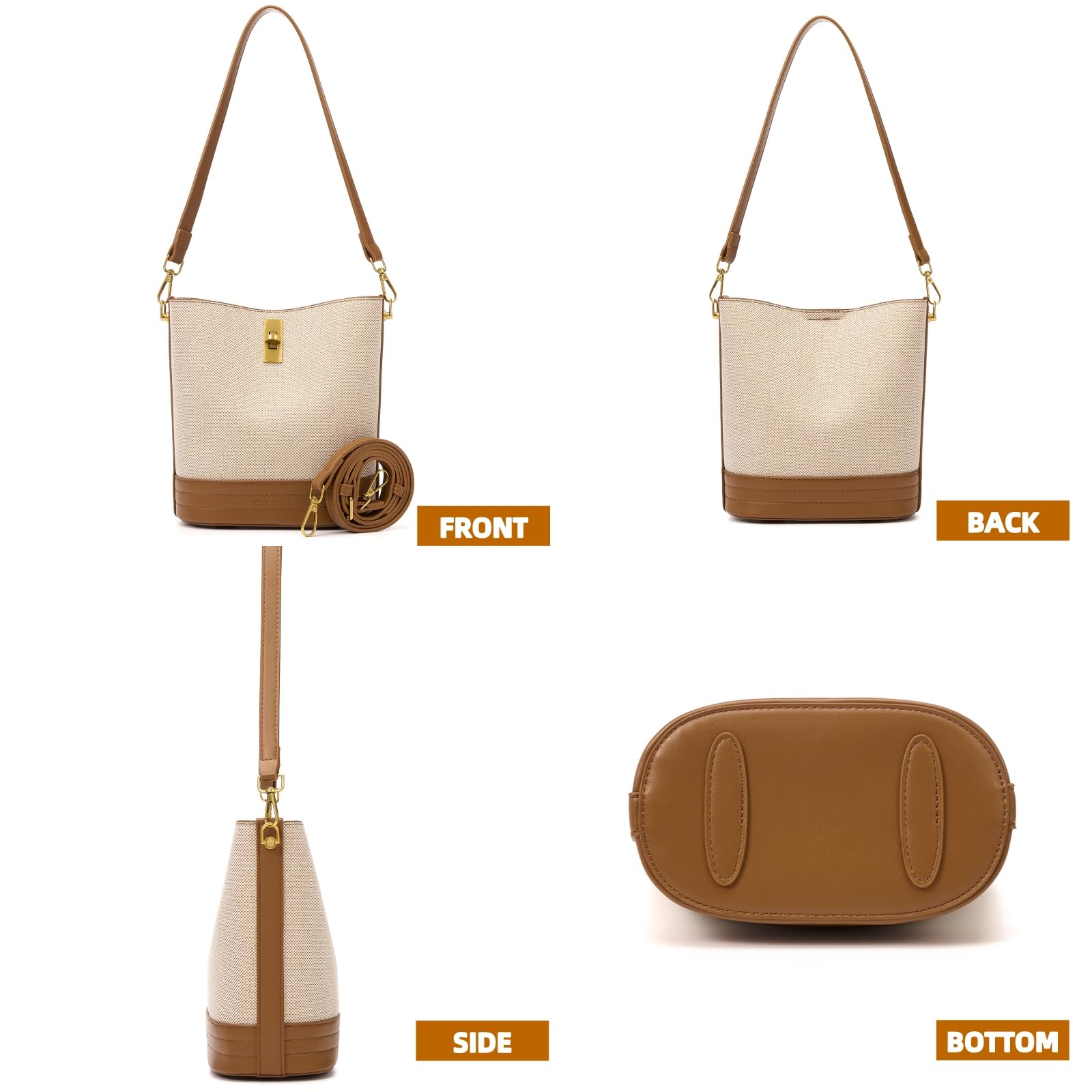 ONE2MAY Small Bucket Bag Bucket Purse for Women Shoulder Purse Crossbody Handbag Mini Faux Suede Hobo Bag (Off white)