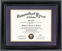 Vista 15 de GMFrames Marco para diploma de 8.5x11 con tapete o para mostrar certificados de 11x14 sin tapete, madera maciza, acabado en cerezo con intrincado