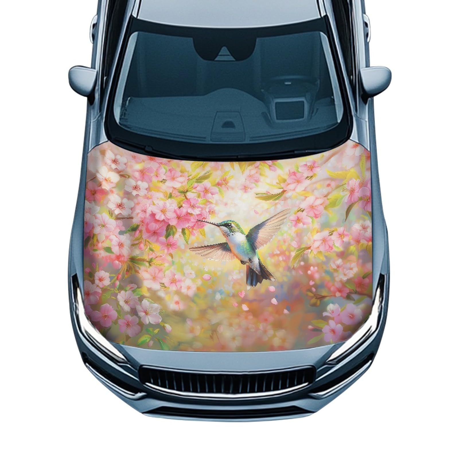 Car Hood Cover,Hummingbird Design Soft Decoration Car Hood Cover Protector Suitable Most Automotive Sedans Trucks Pickup Sports Cars for Outdoor