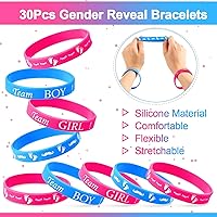 Vista 3 de 60 Piezas Pulseras de Revelación de Género, Pulseras de Silicona Team Boy y Pulseras de Goma Team Girl para Ideas de Revelación de Género