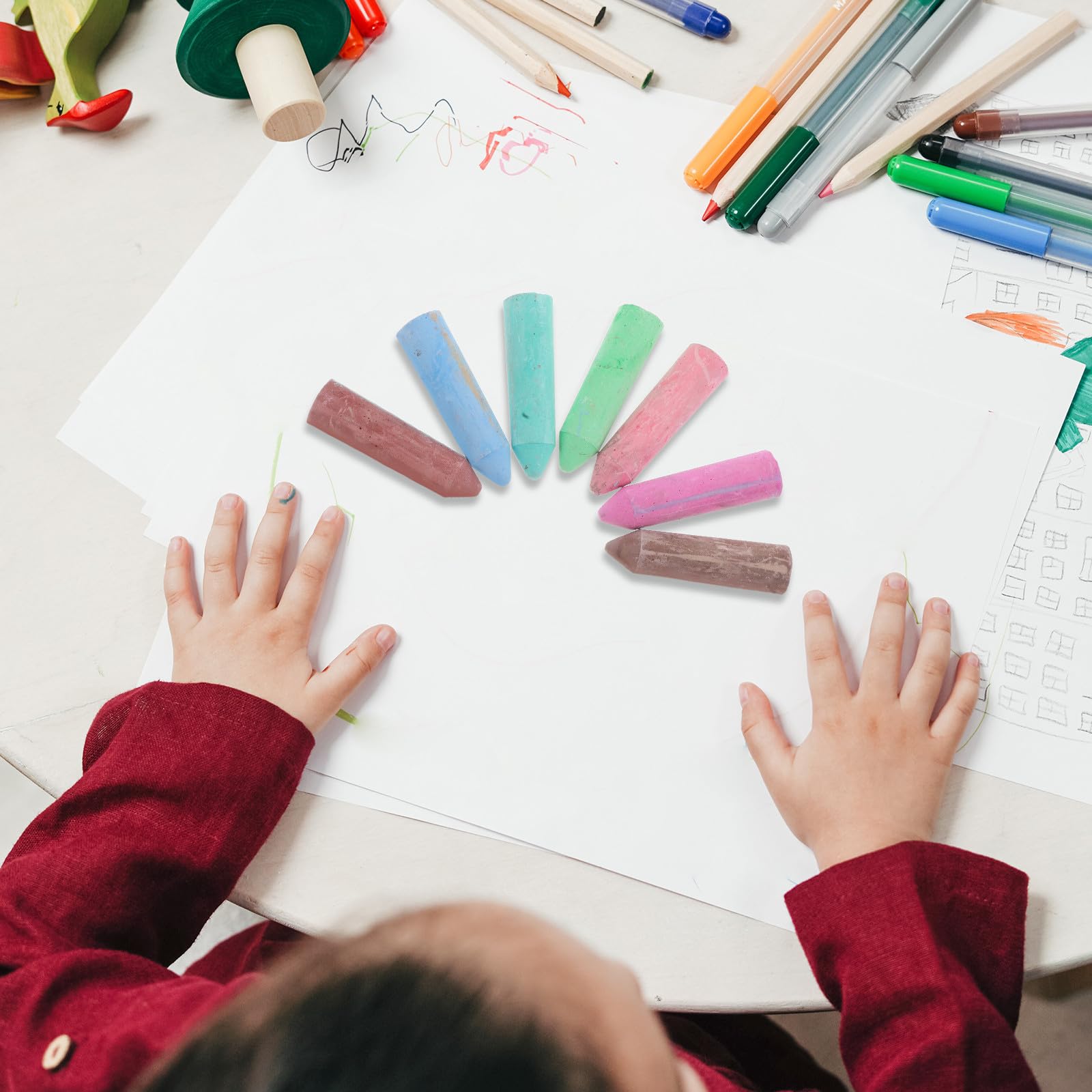 BESPORTBLE Lot de 20 craies lavables pour trottoir : craies pour allée pour enfants – Crayons de couleur sans poussière pour l'extérieur, l'école à domicile, l'allée et l'aire