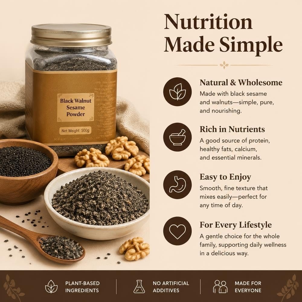 Bebida de desayuno en polvo de nuez y sésamo negro 500g