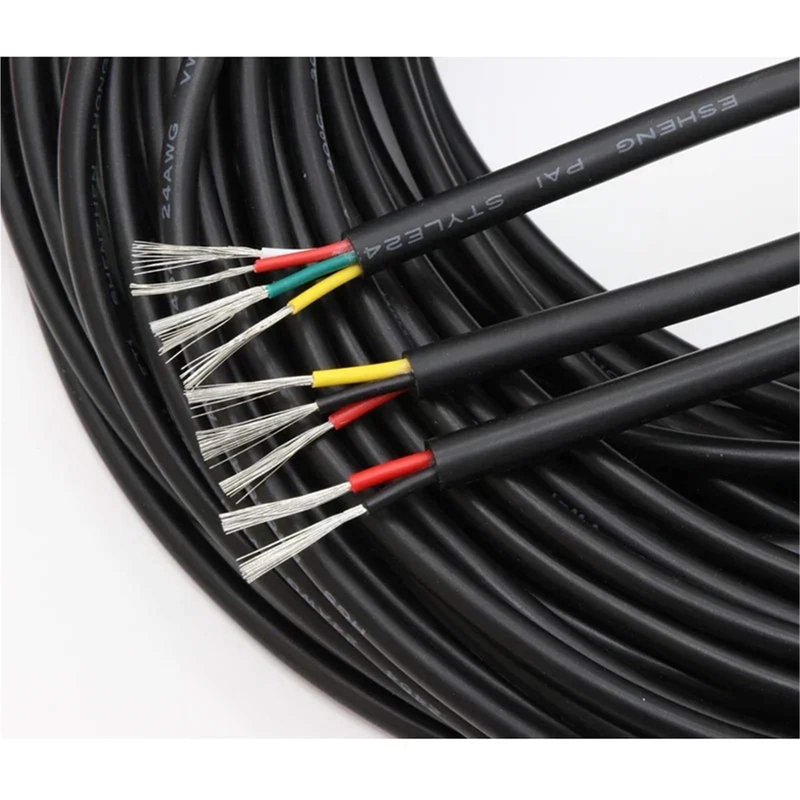 10M UL2464 Drut miedziany 30 28 26 24 22 20 18 16 14AWG Osłona kanału PCV 2 3 4 5 6 7 8 9 10 rdzeni Izolacja Kabel sterujący sygnałem(Black,18AWG 10METERS_8 CORES)