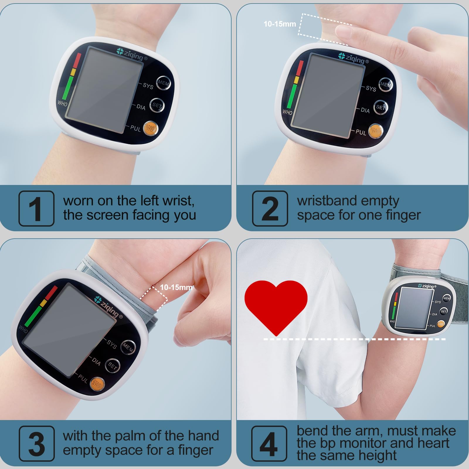 Monitor de presión arterial de muñeca para uso doméstico, máquina Bp recargable, monitor digital automático BP con transmisión de voz, pantalla LCD grande, pulsera BP de memoria 2 × 99 5~7.7