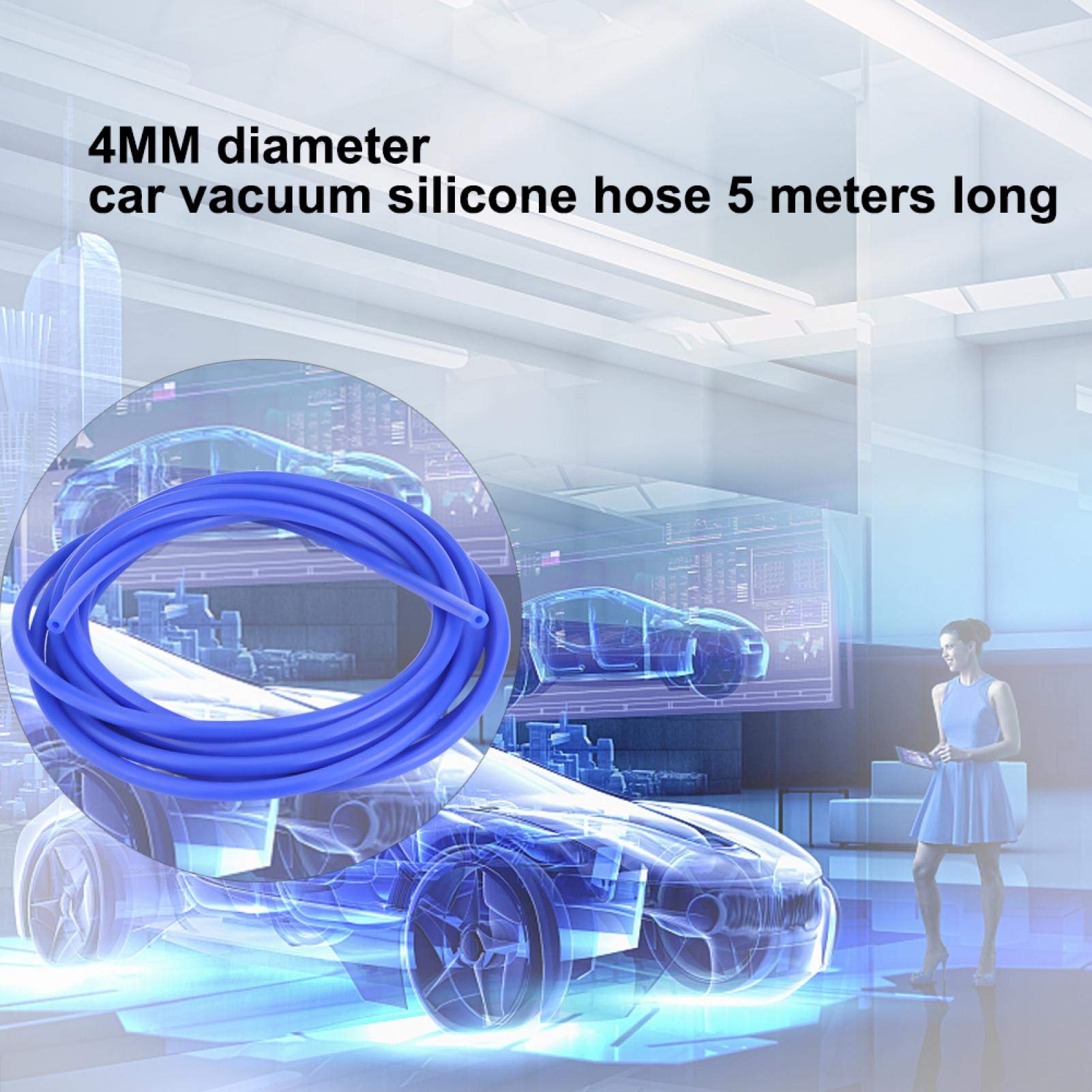 Qiilu Silikon-Vakuumschlauch, Auto Auto 4mm 5 Meter 5/32 Zoll 16,4ft Silikon-Vakuumschlauch Schlauchrohr Silikonschlauch Universal Blue High Performance(Blau)