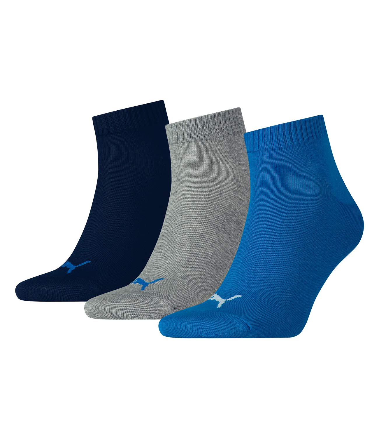 PUMA Unisex Plain 3p Quarter skarpety, niebieski/szary melanż, 39-42 EU, niebieski/szary, 42