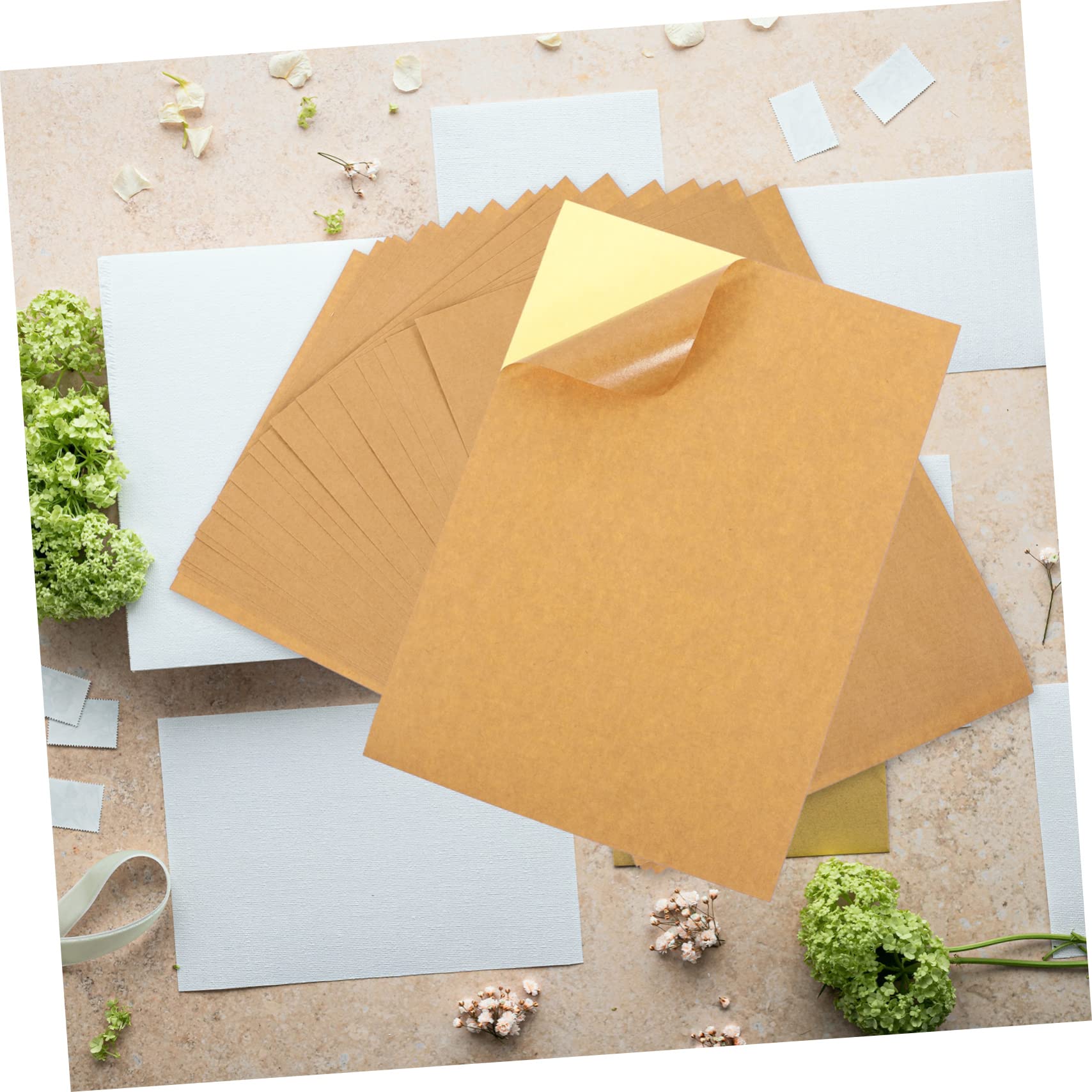 PartyKindom 100 Fogli Di Carta Adesiva Per Etichette Etichette Stampabili Per Fotocopie Adesive Rimovibili Per Spedizione Carta Marrone Chiaro